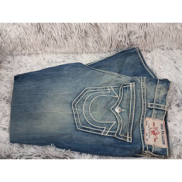 True Religion Ricky Jeans Mens 44 Relaxed Fit Stretch Stretch Straight Leg Denim - Picture 6 of 9